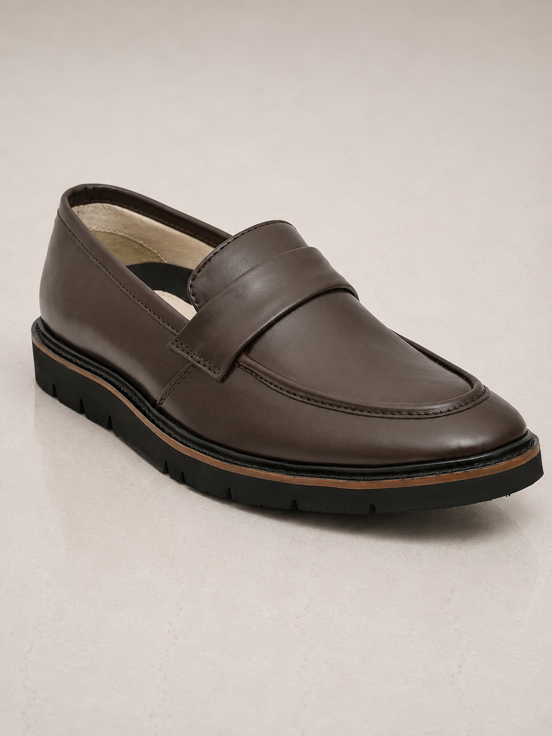 amisar brown handmade eva sole slip on soft leather handmade loafers casual side view
