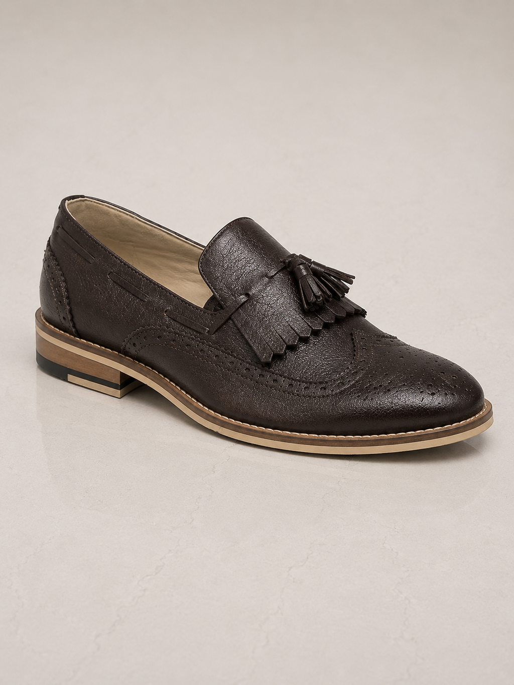 amisar brown handmade sheet sole slip on soft leather tassel loafers heritage side view