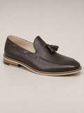 amisar brown slip on handmade sheet sole soft leather tassel loafers side view