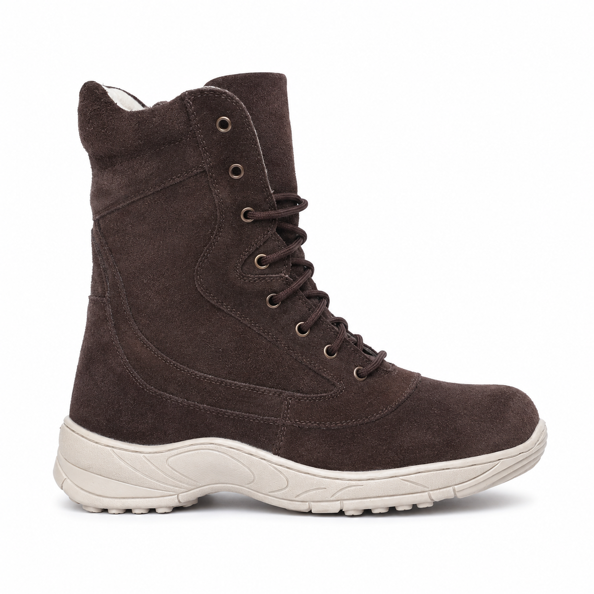 Biker Boots With Side Chain - Brown Suede