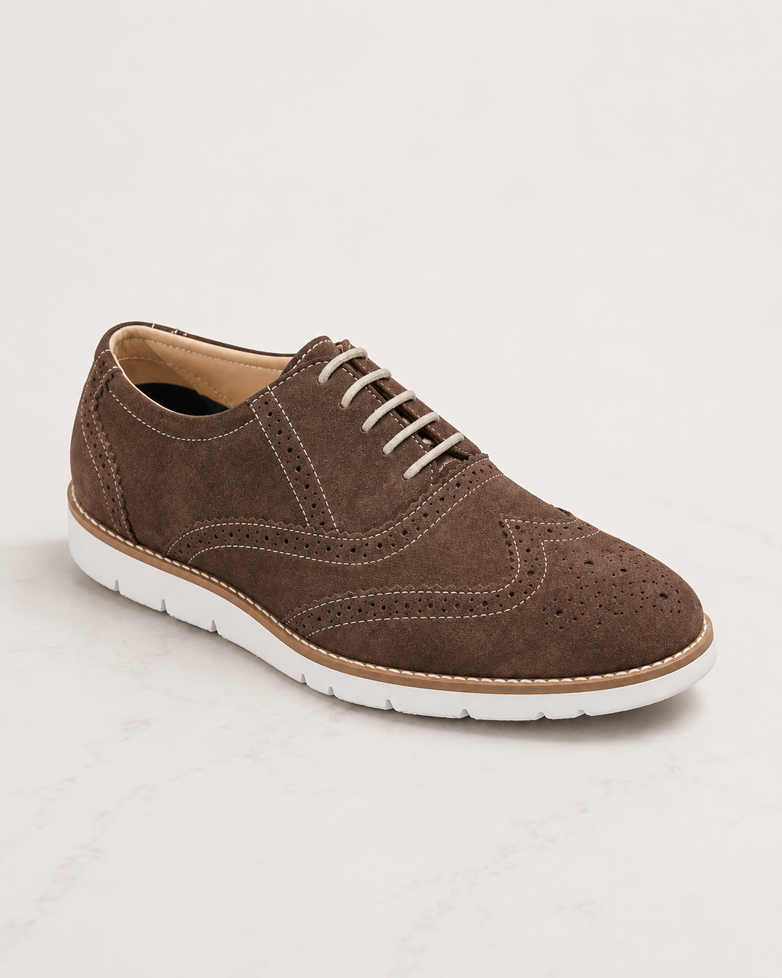 amisar brown suede handmade eva sole lace up handmade sneakers side view
