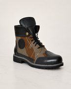 amisar camouflage rubber sole soft breathable leather lining memory foam foldable biker boots side view
