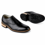 Handmade Derby Shoes : Black Grain leather with Rubber sole and Memory foam footpad. HR102-Blk - Amisar Exports