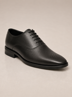 amisar Derby punch Lace-Up Silhouette Full black Leather Upper Rubber Sole Cemented side view