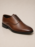 amisar Derby punch Lace-Up Silhouette Full brown Leather Upper Rubber Sole Cemented side view