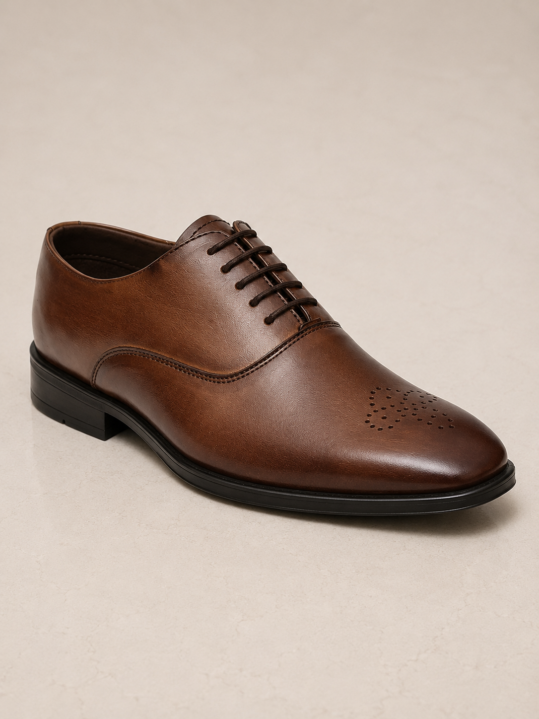 amisar Derby punch Lace-Up Silhouette Full brown Leather Upper Rubber Sole Cemented side view