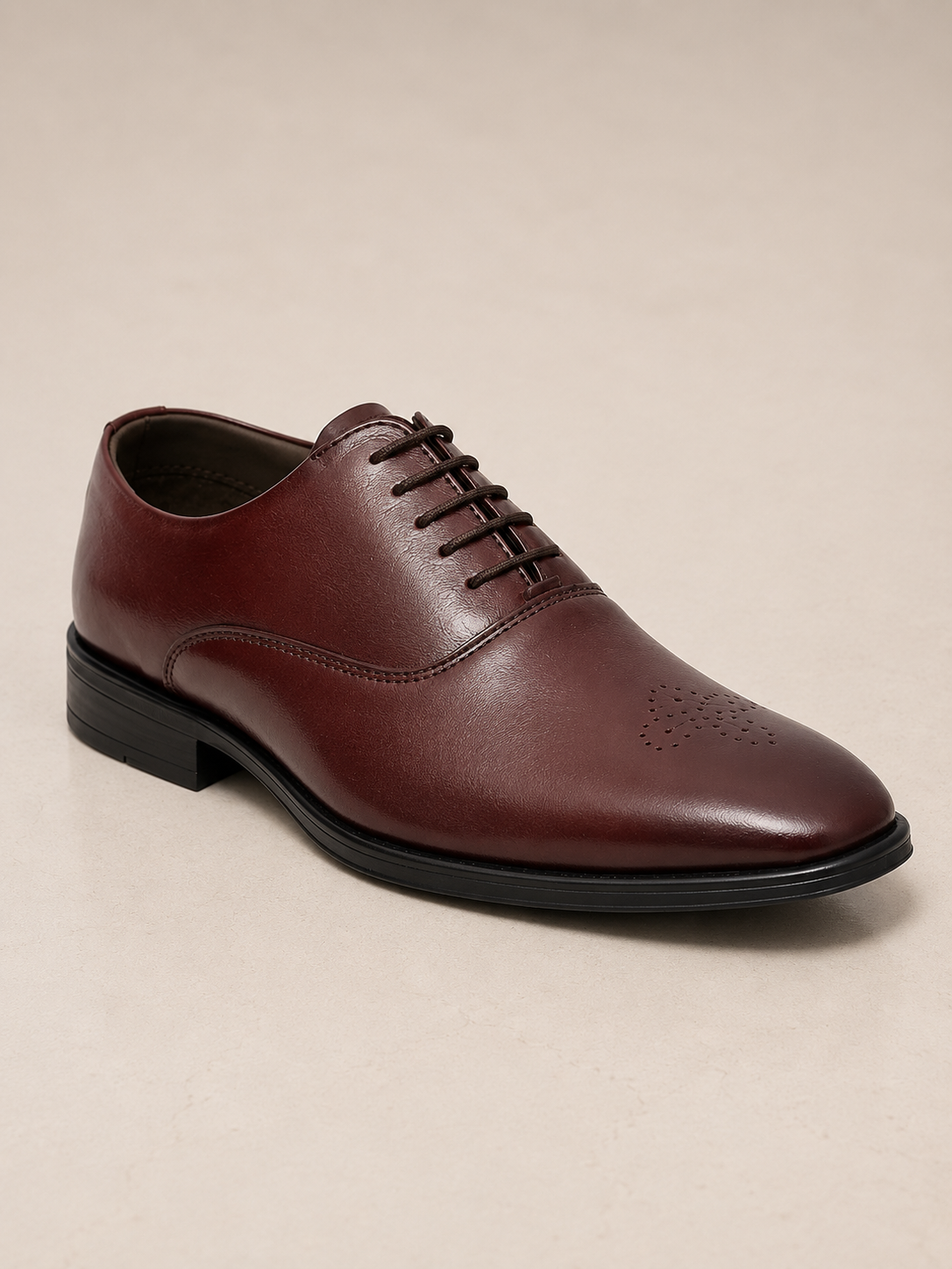 amisar Derby punch Lace-Up Silhouette Full wine Leather Upper Rubber Sole Cemented side view