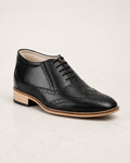 amisar elevator balck brogue Hidden 3" Height Increase Full Grain Leather Upper Handmade Sheet Sole Cemented side view