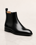 amisar elevator chelsea black Hidden 3" Height Increase Slip-On Chelsea Silhouette Full Grain Leather Upper TPR Sole side view