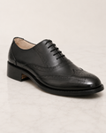 amisar brogue black elevator Goodyear Welted Construction Hidden 3" Height Increase Calf Leather Upper Argentinian Leather Sole side view