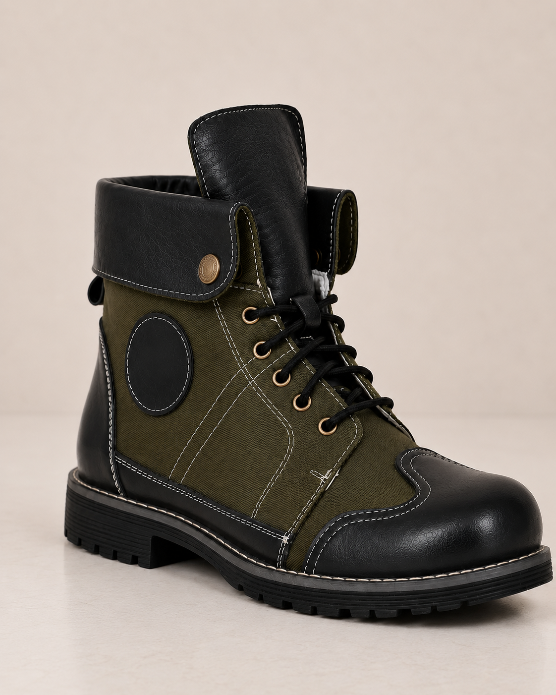 amisar green foldable thermoplastic rubber sole biker boots side view