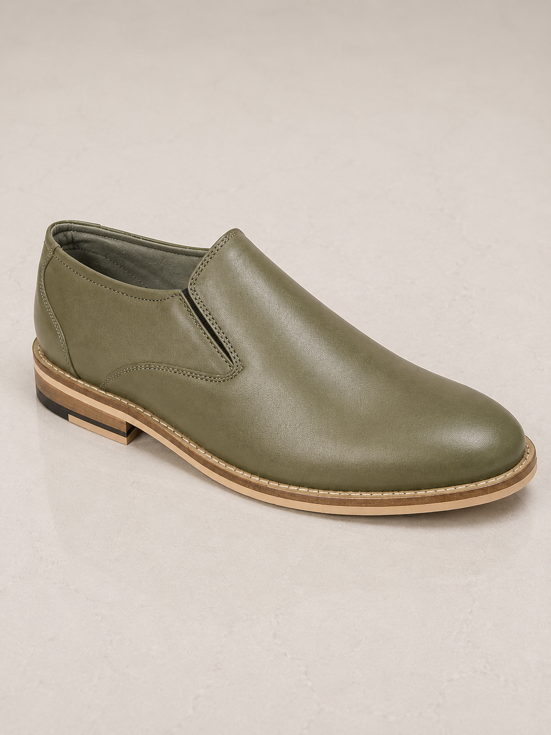 amisar Classic Penny Loafer Design Premium Green Leather Upper Handmade Sheet Sole side view