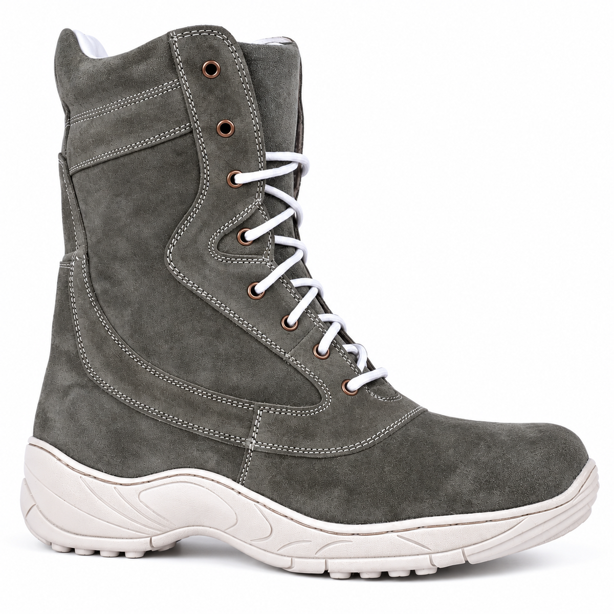 Biker Boots With Side Chain - Green Suede