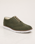 amisar green suede lace up handmade eva sole sneakers side view