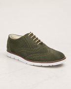 amisar green suede lace up handmade eva sole sneakers side view