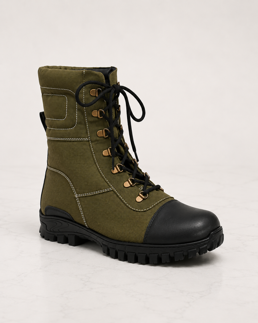 amisar jungle defense boots green 11-Inch Boot Shaft Waterproof Leather Upper Memory Foam Footpad Anti-Skid Heavy-Duty Rubber Sole side view