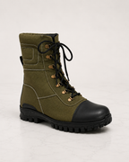 amisar jungle defense boots green 11-Inch Boot Shaft Waterproof Leather Upper Memory Foam Footpad Anti-Skid Heavy-Duty Rubber Sole side view