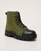amisar jungle defense boots green 8-Inch Boot Shaft Waterproof Leather Upper Memory Foam Footpad Anti-Skid Heavy-Duty PU Sole side view