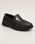 amisar Premium Black Leather Upper Slip-On Moccasin Design TPR Sole side view