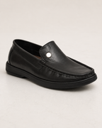 amisar Premium Black Leather Upper Slip-On Moccasin Design TPR Sole side view