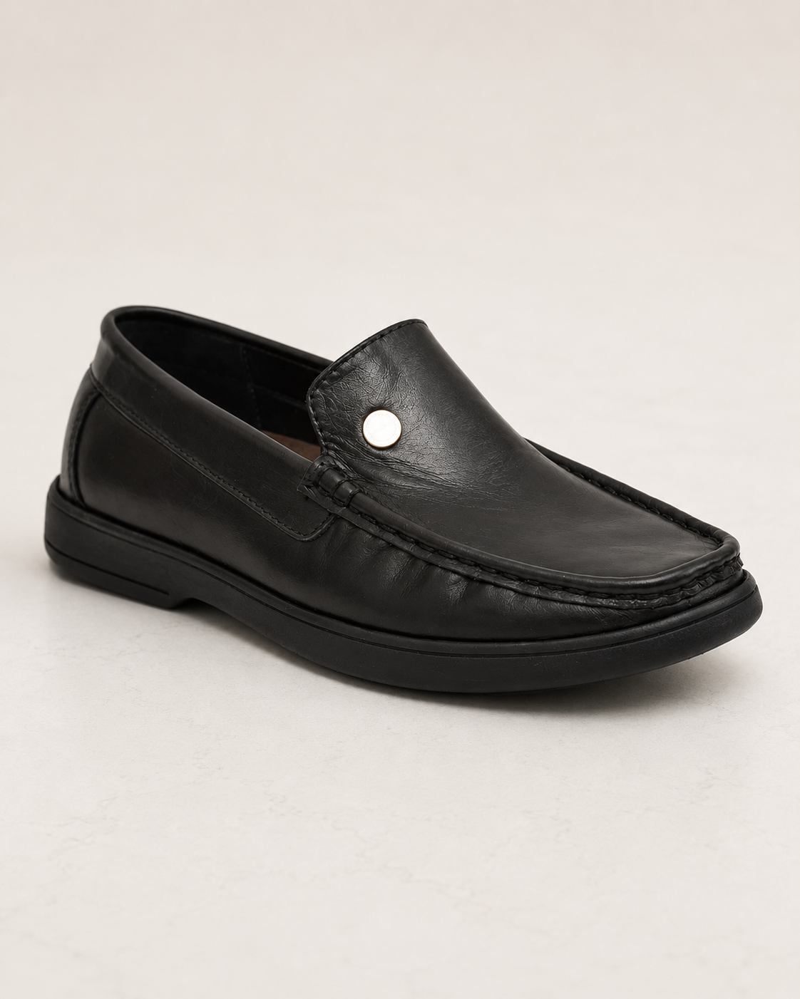 amisar Premium Black Leather Upper Slip-On Moccasin Design TPR Sole side view