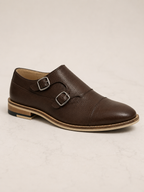 amisar Monk Strap Oxford Silhouette Full brown Leather Upper TPR Sole side view