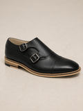 amisar monk straps Oxford Silhouette Full black Leather Upper TPR Sole cemented side view 