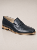 amisar Classic Penny Loafer Design Premium Black Leather Upper Handmade Sheet Sole side view