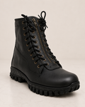 amisar pilot boot black zip lace closure Full Grain Leather Upper High Performance Rubber Sole Memory Foam Footpad side view