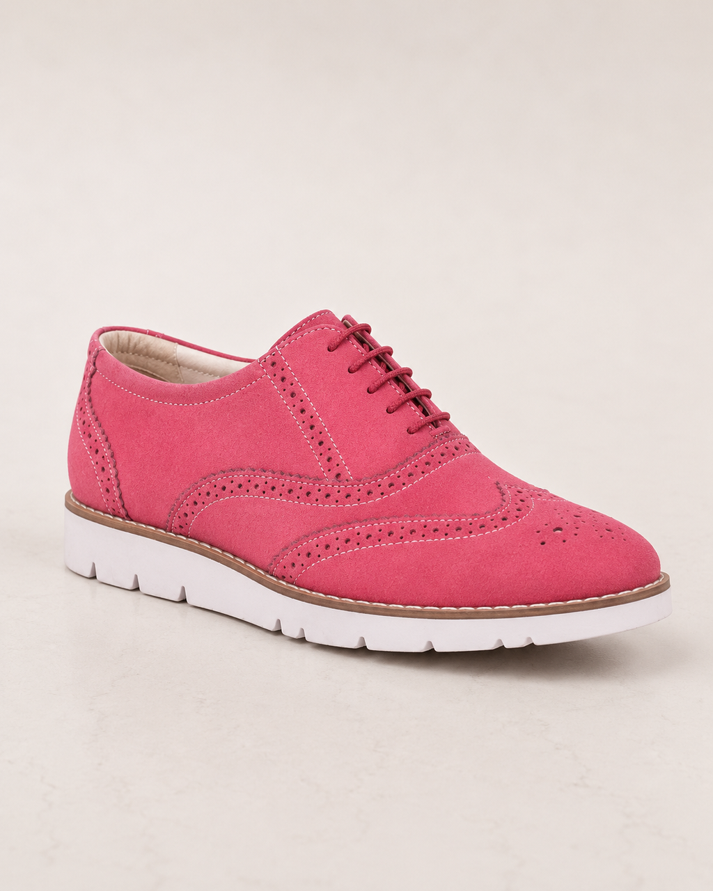 amisar pink suede handmade eva sole lace up sneakers side view