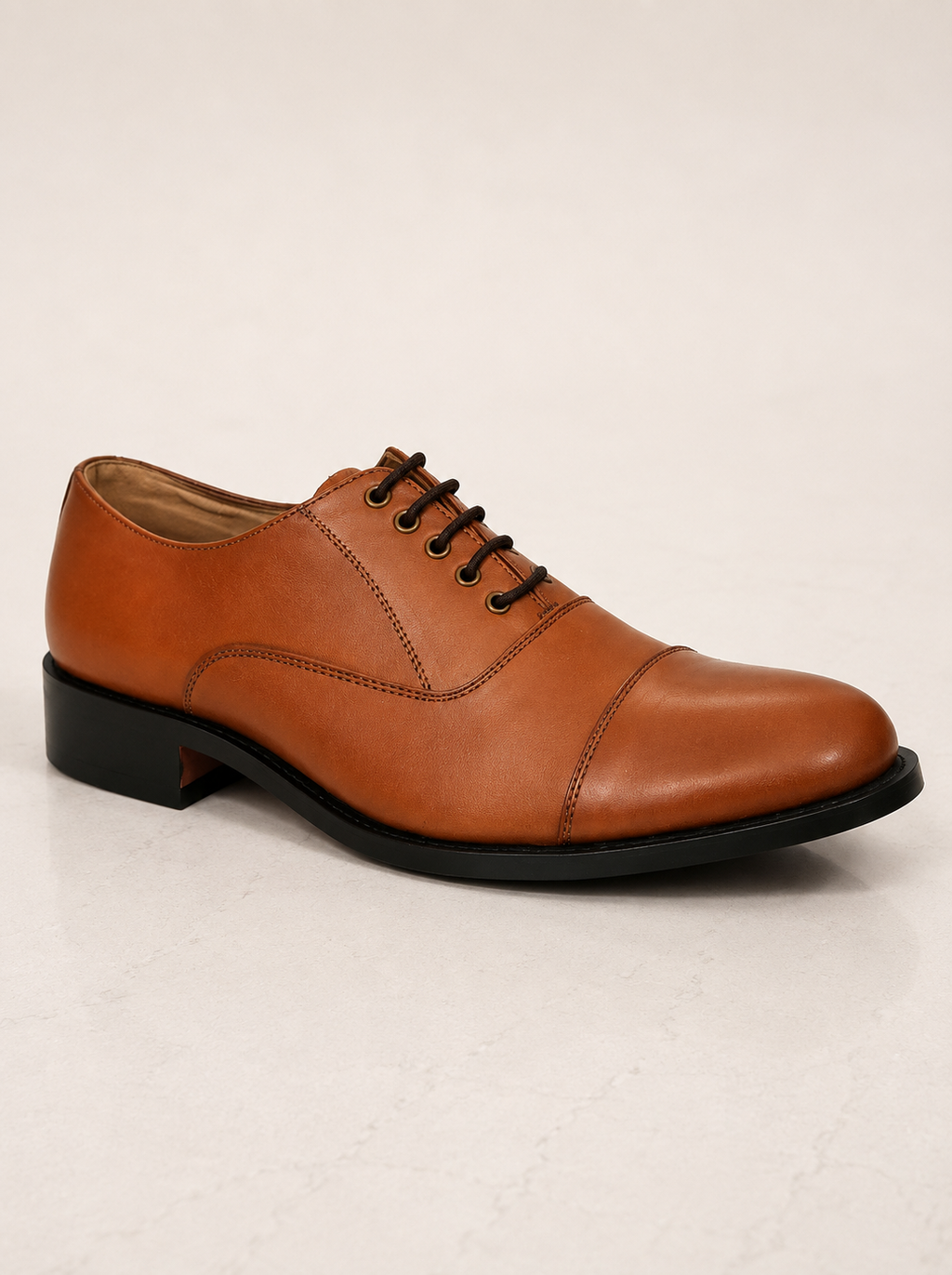 amisar tan police oxford shoes Premium Grain Leather Goodyear Welted Argentinian Leather Sole side view