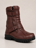 amisar rugged cherry brown grain leather rubber sole cemented waterproof biker boots side view
