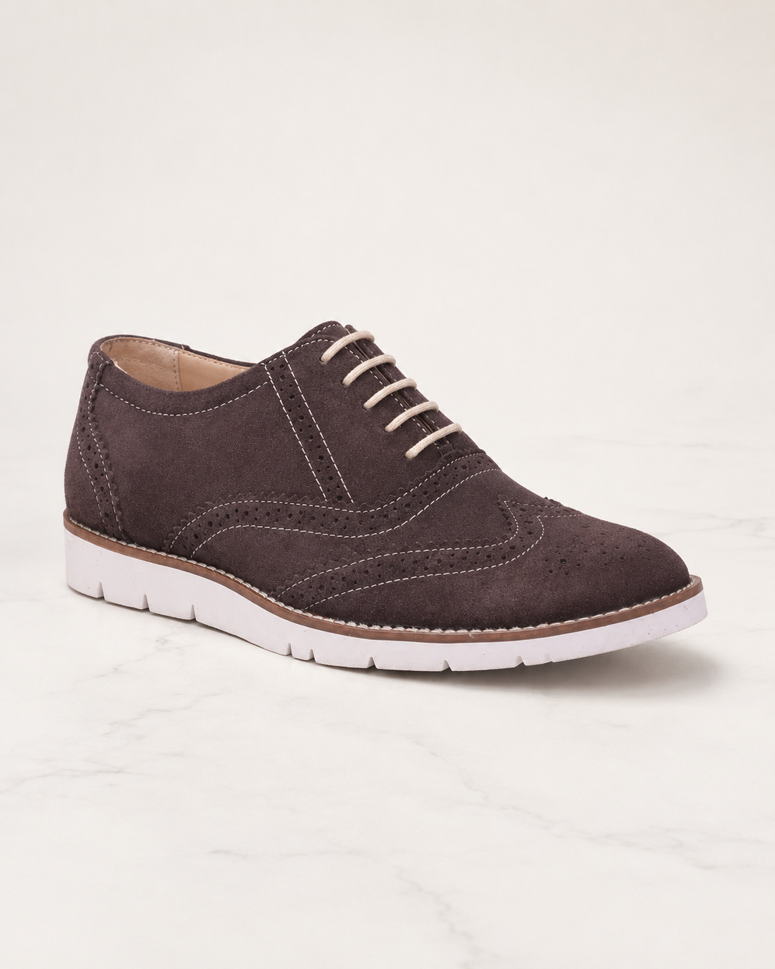 amisar sneakers brown suede leather lace up side view