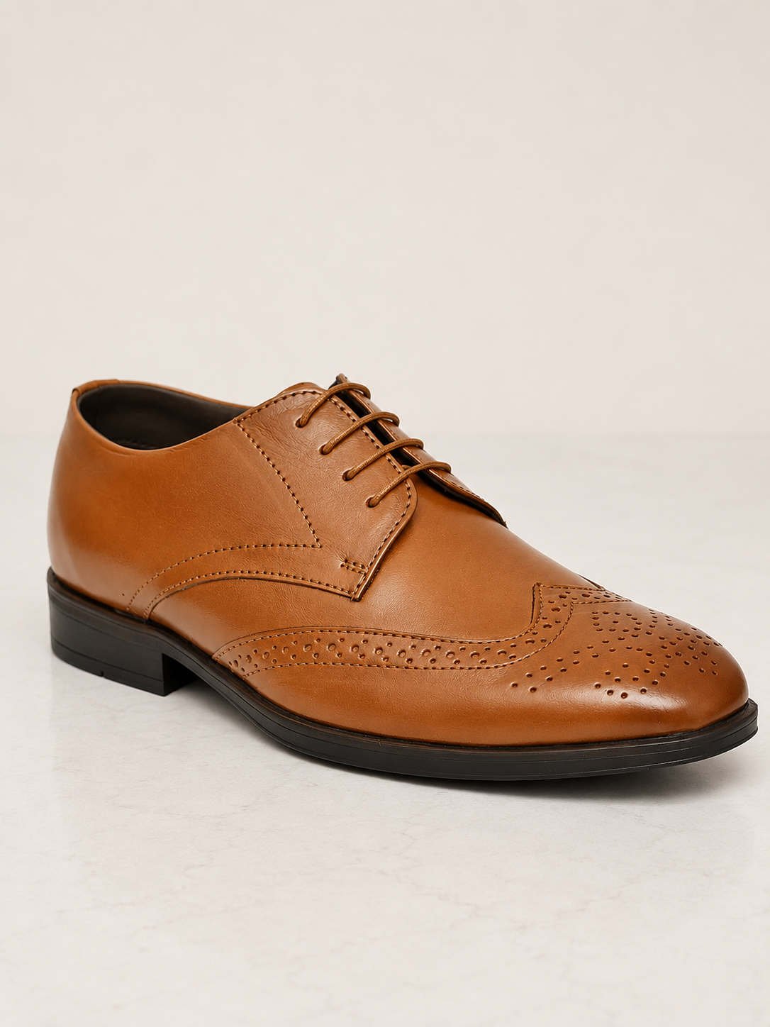 Amisar Brogue Tan leather shoe side view