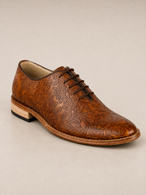 amisar tan flora handmade argentinian leather sole soft leather lace up derby goodyear welted side view