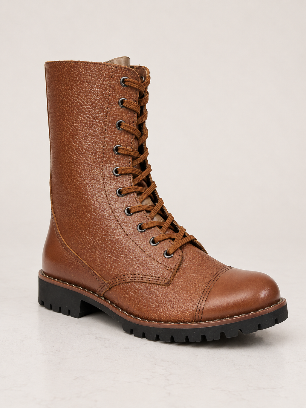 amisar tan long memory foam thermoplastic sole lining biker boots side view