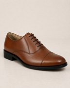 amisar tan lace up handmade argentinian leather sole soft leather oxfords goodyear welted side view