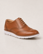 amisar tan suede handmade lace up sneakers side view
