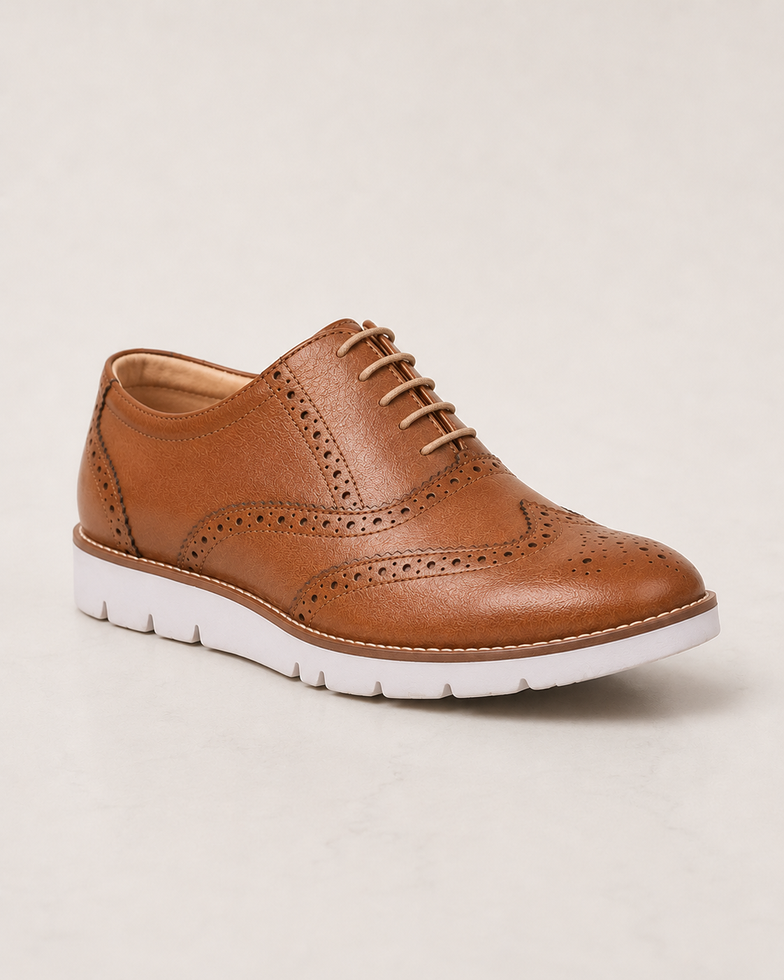 amisar tan suede handmade lace up sneakers side view
