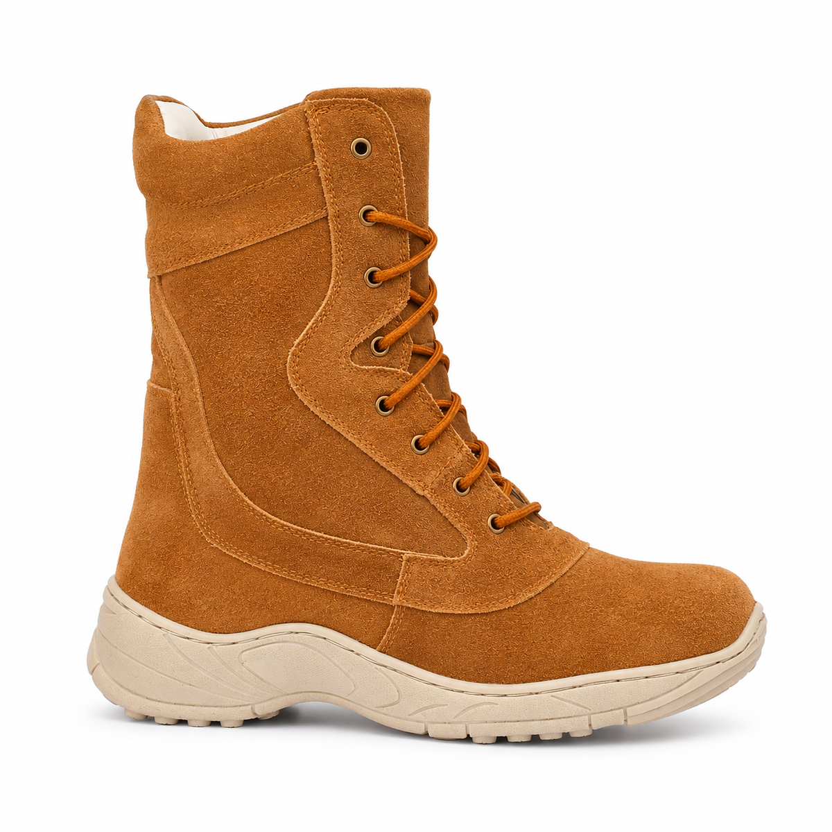 Biker Boots With Side Chain - Tan Suede