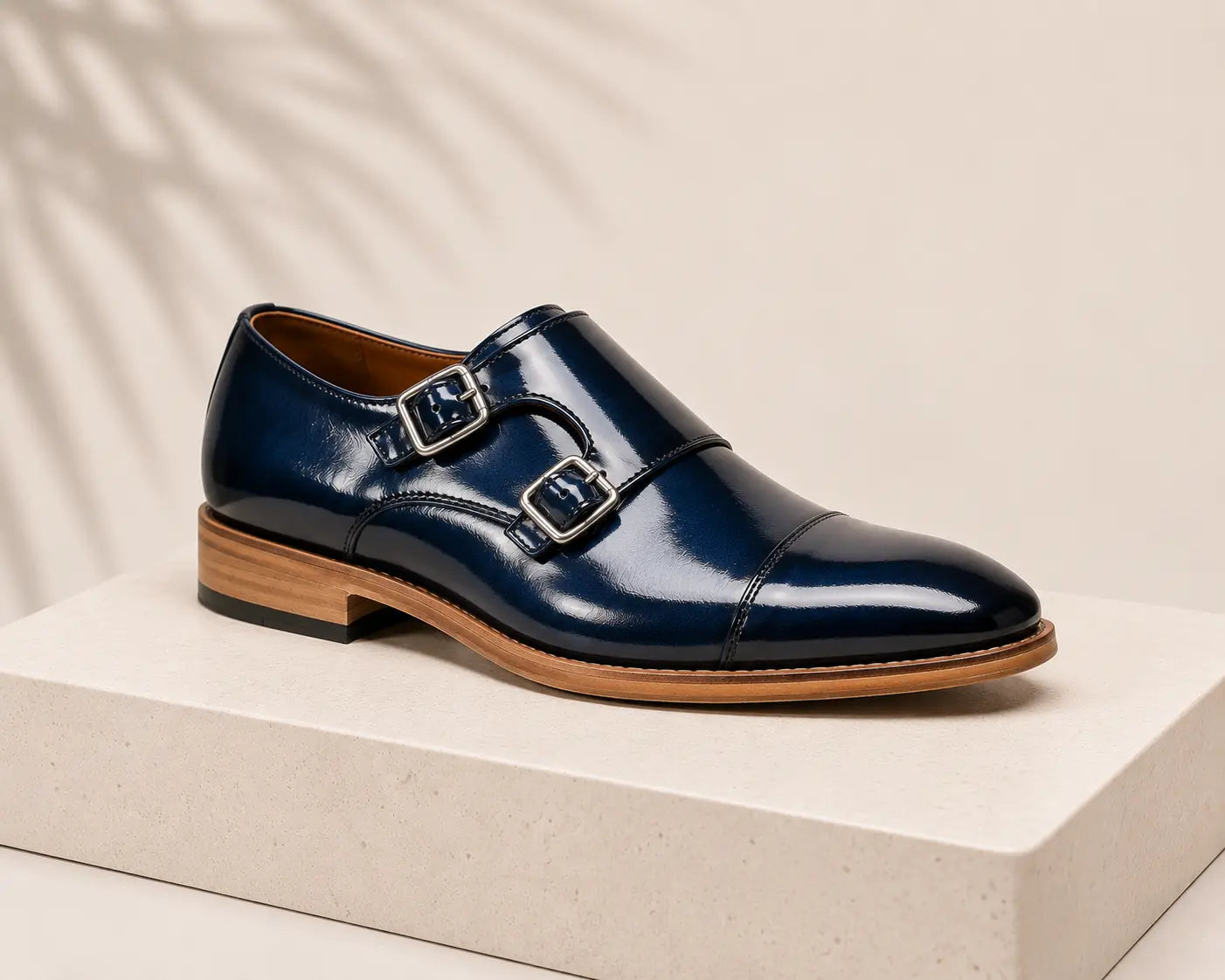 amisar the ambassador blue brush off double monkstraps goodyear welted side view best seller