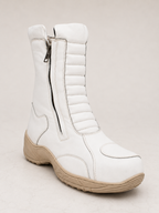 amisar white phylon sole cemented soft breathable lining memory foam waterproof zip biker boots side view