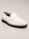 amisar white slip on handmade eva sole  soft leather loafers casual side view