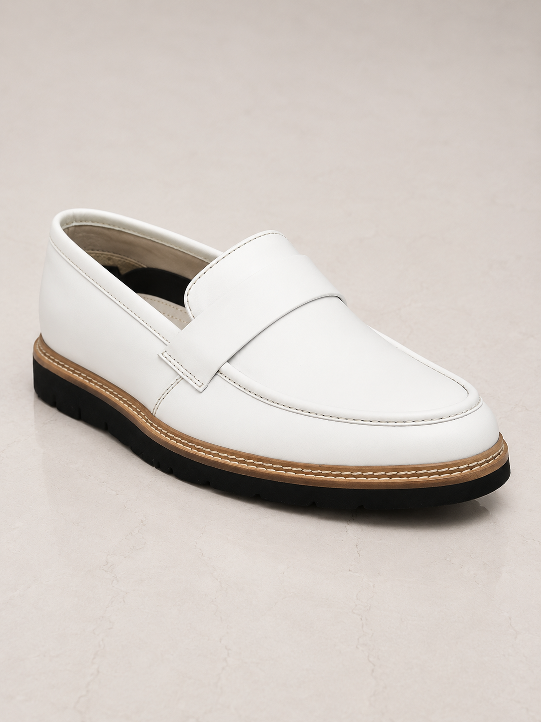 amisar white slip on handmade eva sole  soft leather loafers casual side view