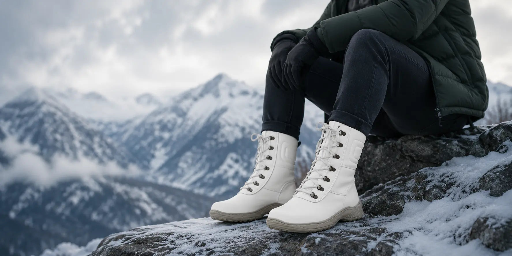 amisar white snow boot banner side view