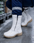 amisar white side zipper snow boot side view