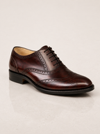 amisar brogue wine brush off goodyear welted Handmade Argentinian Leather sole side view