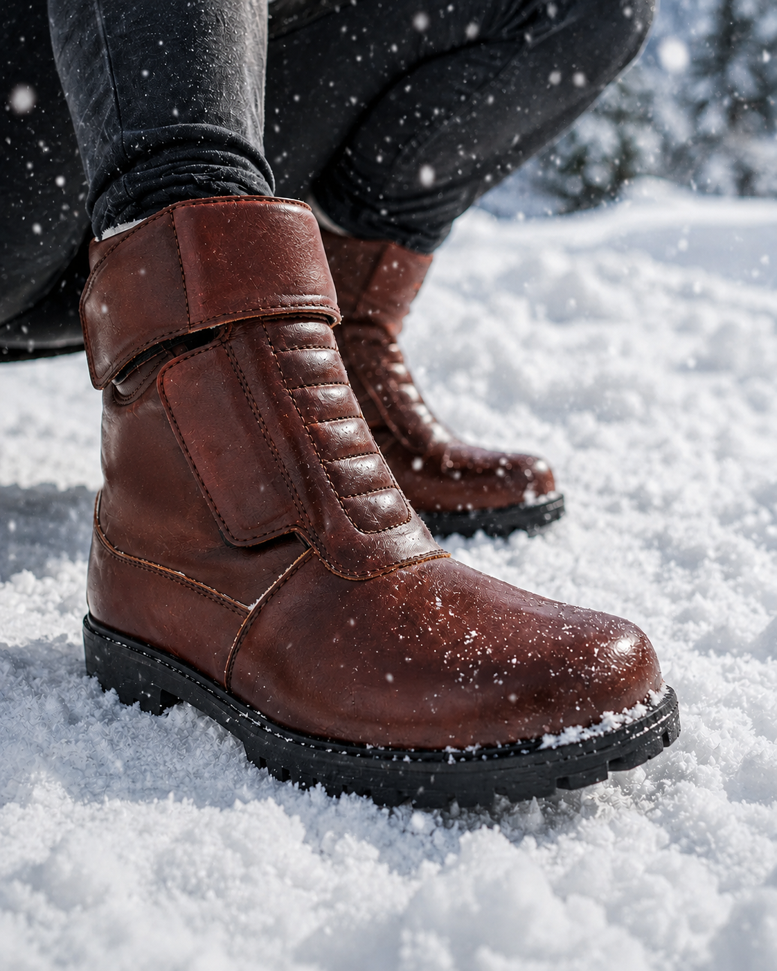 amisar wine full grain leather insulation fur lining cemented snow boot side view