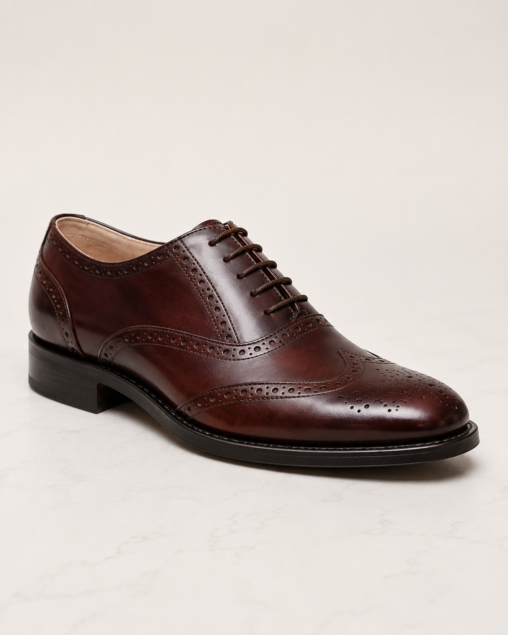 amisar wine hidden height increase cushioned insole cemented lace up elevator brogue side view