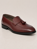 amisar wine slip on cemented top grain leather thermoplastic rubber tassel loafers side view